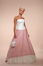 бело-розовое свадебное платье